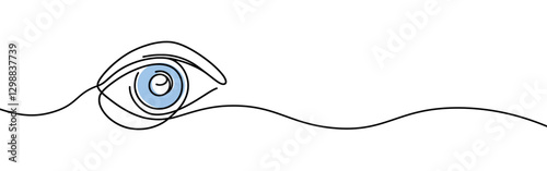 Eye continuous one line drawing. Human eye in simple linear style. Vector illustration.