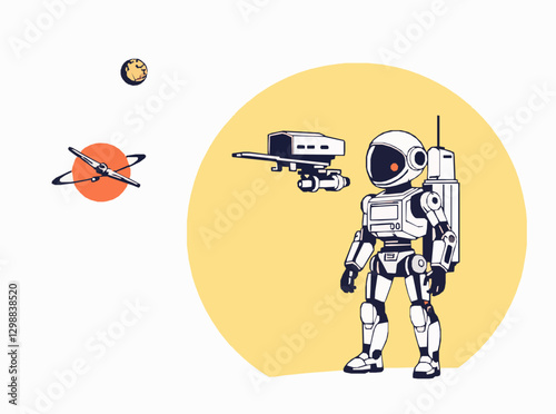 Robotic Assistants in Space Colonization Vector