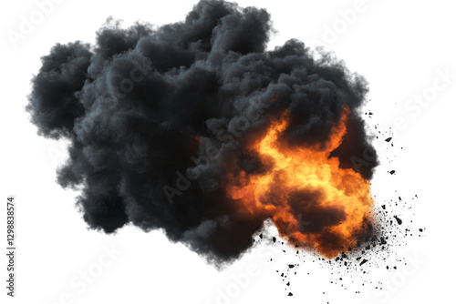Explosive fireball eruption digital art png background transparent smoke cloud visualization