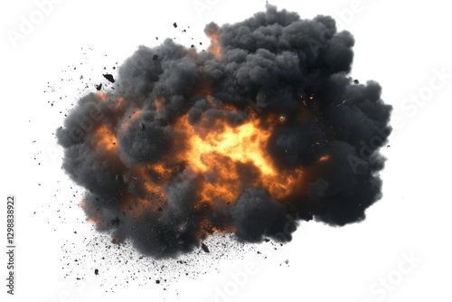 Explosive fireball eruption graphics background png transparent effect dark smoke clouds action scene photo