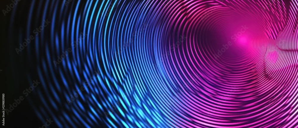 Abstract Neon Tunnel of Circular Lines in Blue and Purple Abstract Neon Tunnel of Circular Lines in Blue and Purple