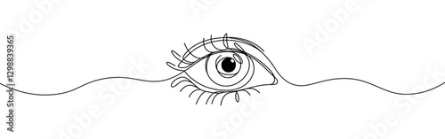 Eye continuous one line drawing. Human eye in simple linear style. Vector illustration.