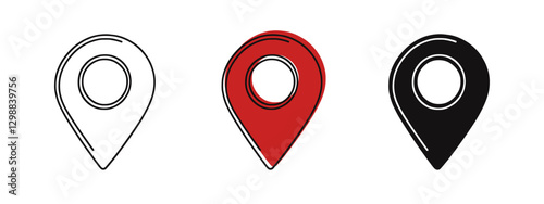 Map pin continuous one line drawing. Location, navigator, geolocation sign in simple linear style. Vector illustration.