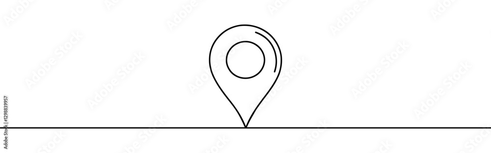 Map pin continuous one line drawing. Location, navigator, geolocation sign in simple linear style. Vector illustration. Map pin continuous one line drawing. Location, navigator, geolocation sign in simple linear style. Vector illustration.