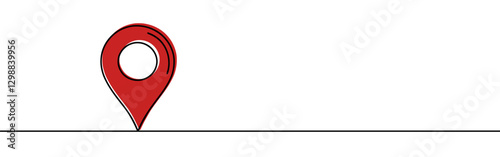 Map pin continuous one line drawing. Location, navigator, geolocation sign in simple linear style. Vector illustration.
