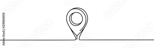 Map pin continuous one line drawing. Location, navigator, geolocation sign in simple linear style. Vector illustration.