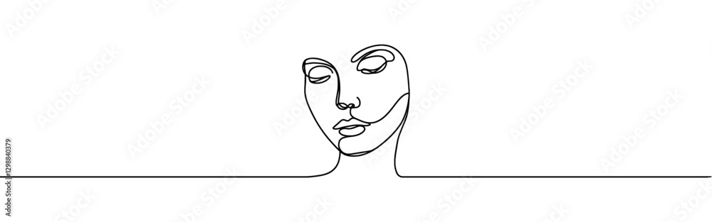 Woman face continuous one line drawing. Woman beauty fashion concept. Vector illustration. Woman face continuous one line drawing. Woman beauty fashion concept. Vector illustration.