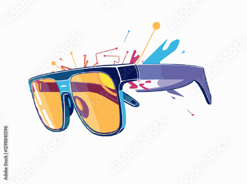 Augmented Reality Smart Glasses Vector Graphic Element