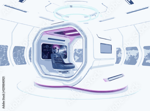 Futuristic Virtual Reality Simulator in 3D Space