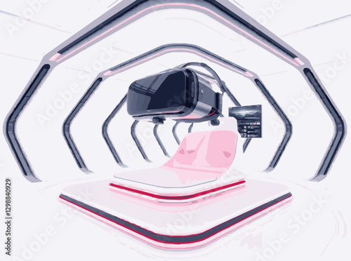 Futuristic Virtual Reality Simulator in 3D Space