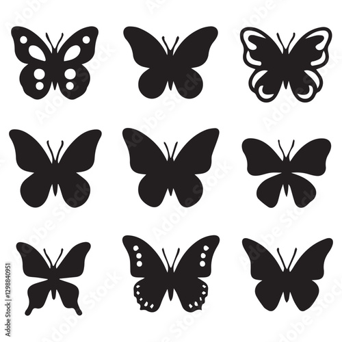 Wallpaper Mural Flying butterflies silhouette black set isolated on transparent background Torontodigital.ca