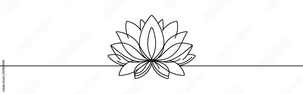 Lotus flower continuous one line drawing. Wellness concept in simple linear style. Vector illustration. Lotus flower continuous one line drawing. Wellness concept in simple linear style. Vector illustration.