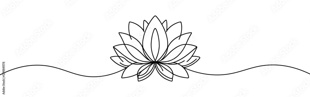 Lotus flower continuous one line drawing. Wellness concept in simple linear style. Vector illustration. Lotus flower continuous one line drawing. Wellness concept in simple linear style. Vector illustration.
