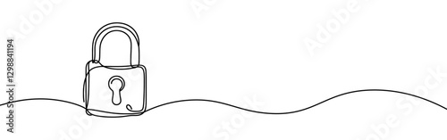 Lock continuous one line drawing. Security sign in simple linear style. Vector illustration.