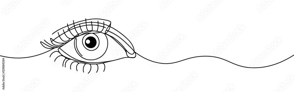 Eye continuous one line drawing. Human eye in simple linear style. Vector illustration. Eye continuous one line drawing. Human eye in simple linear style. Vector illustration.