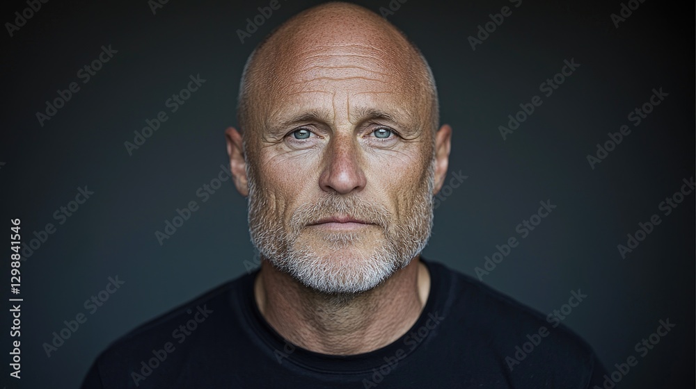 Obraz premium Serious Man Portrait Against Dark Background. Possible Use Stock Photo