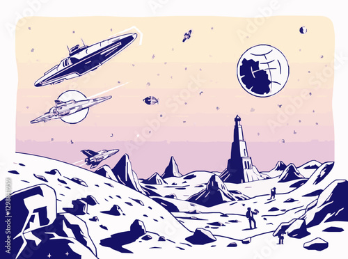 Galactic Frontier: Space Exploration and Colonization Scene