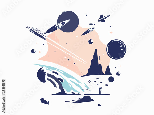 Galactic Frontier: Space Exploration and Colonization Scene