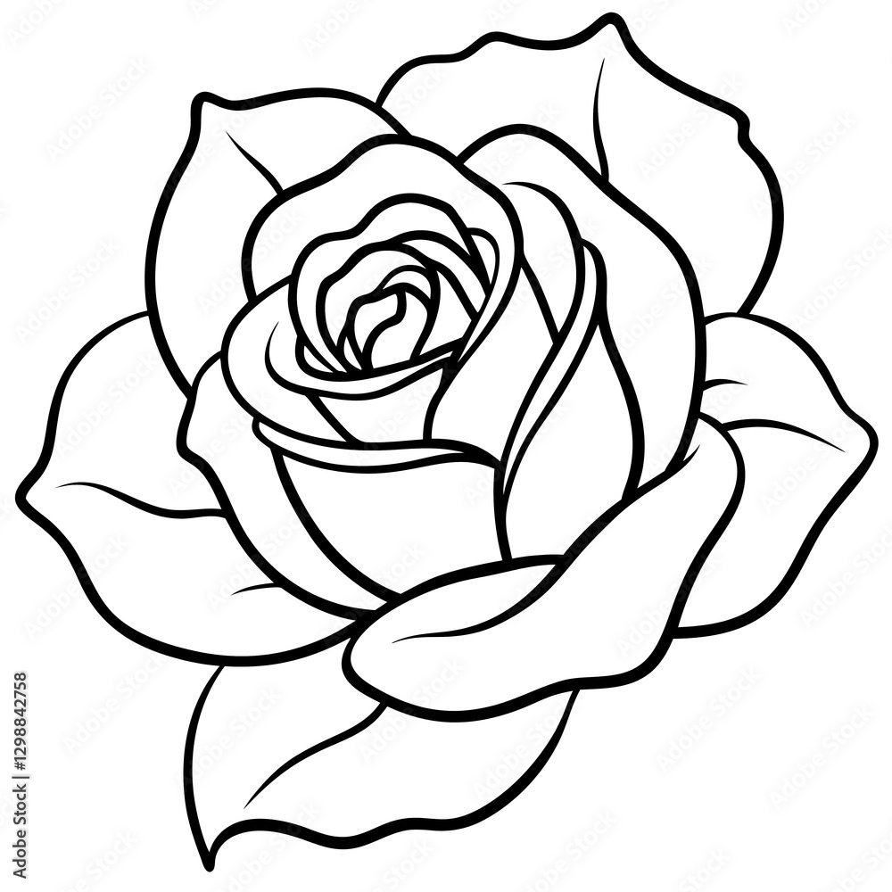 black and white rose vector illustration line art in white background black and white rose vector illustration line art in white background