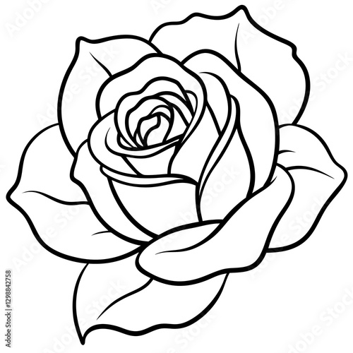 black and white rose vector illustration line art in white background