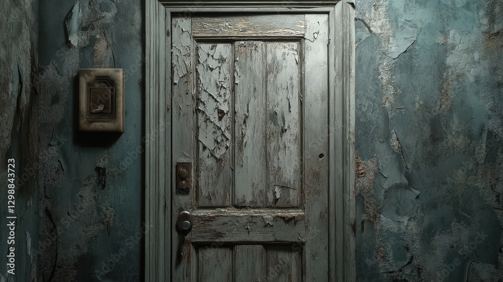 Weathered Doorway in a Decaying Room Weathered Doorway in a Decaying Room