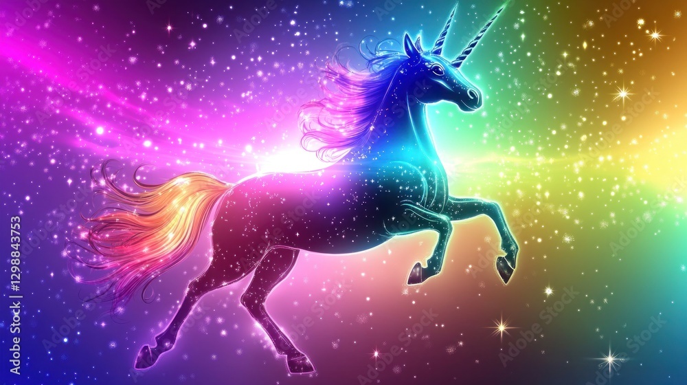 Rainbow Unicorn in a Starry Galaxy Rainbow Unicorn in a Starry Galaxy