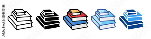 Stack Book  Icon Set Multiple Style Collection