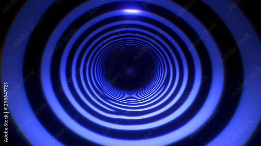 Fototapeta premium Abstract Circular Hypnotic Tunnel Background of Blue and Black Rings Optical Illusion Design
