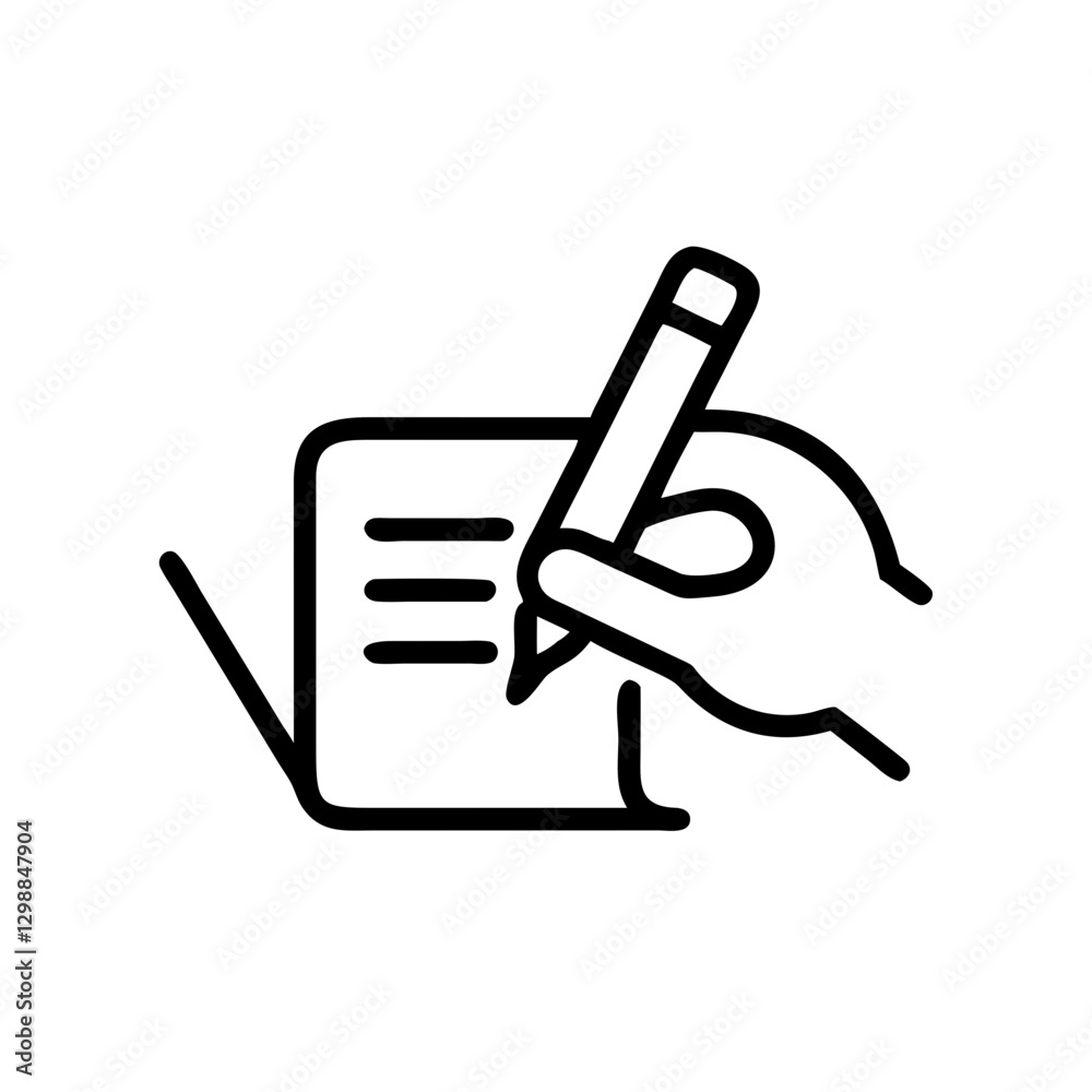 Writing an essay icon in black outline style Writing an essay icon in black outline style