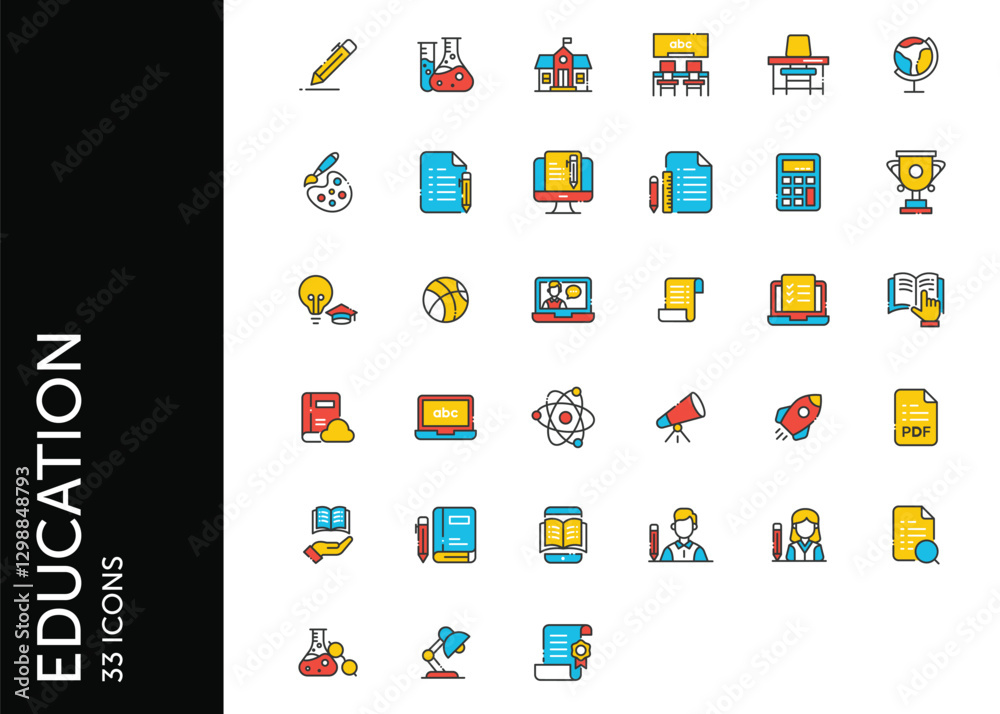 Education icon pack. Set icon design Education icon pack. Set icon design