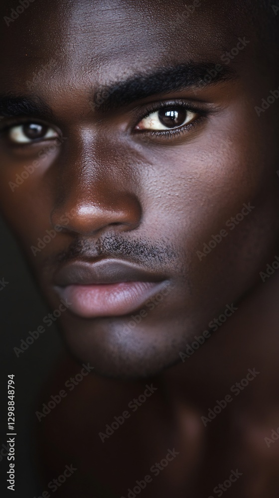 Fototapeta premium young African man brown eyes pastel hues