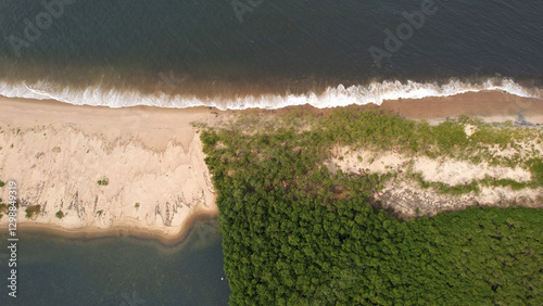 Sierra Leone Aerial view of sandbar, Sussex Beach near Freetown