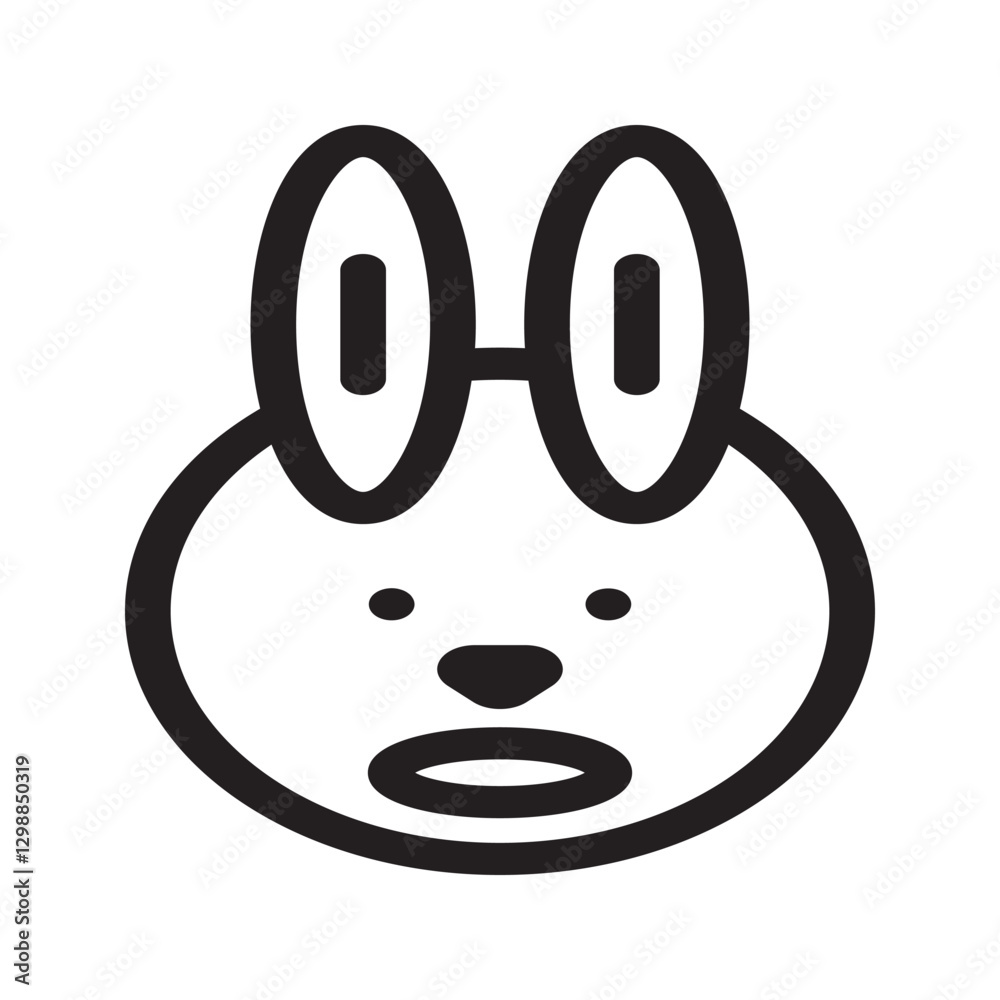 Rabbit face line icon with long ears and a cute expression. Rabbit face line icon with long ears and a cute expression.