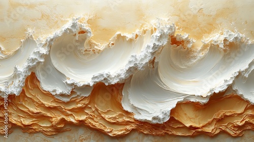 Abstract textured waves in cream and beige.