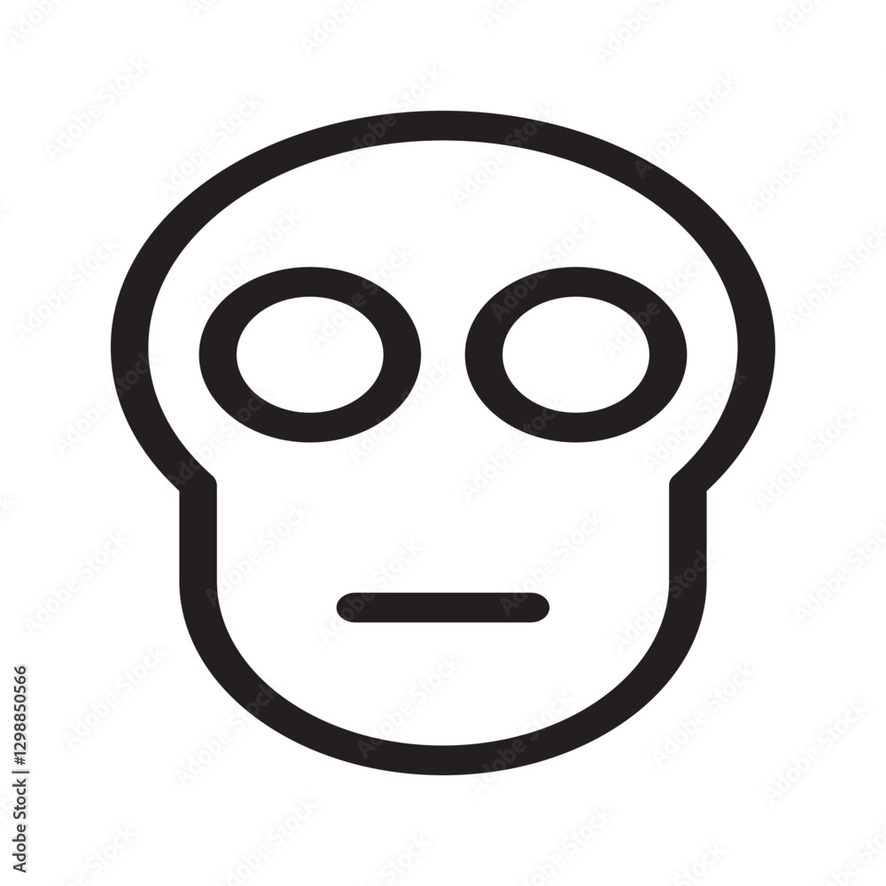 Skull line icon with a frowning expression. A spooky yet expressive design suitable for Halloween, horror themes, or gothic illustrations. Skull line icon with a frowning expression. A spooky yet expressive design suitable for Halloween, horror themes, or gothic illustrations.