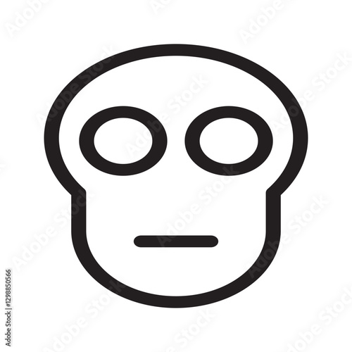 Skull line icon with a frowning expression. A spooky yet expressive design suitable for Halloween, horror themes, or gothic illustrations.