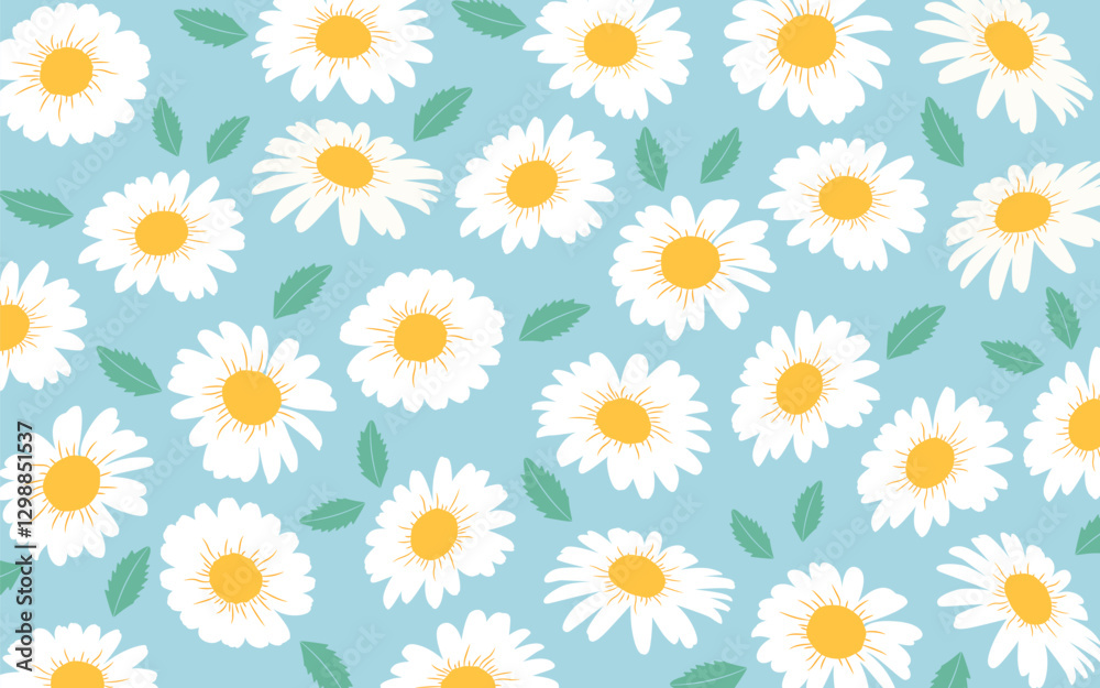 White daisy seamless pattern background for textiles, prints, wallpaper, cards White daisy seamless pattern background for textiles, prints, wallpaper, cards