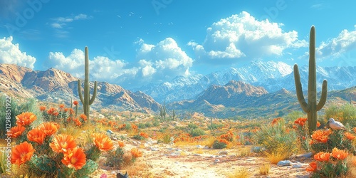 Sunbaked Earth and Hardy Life in a Vast Desert Landscape
