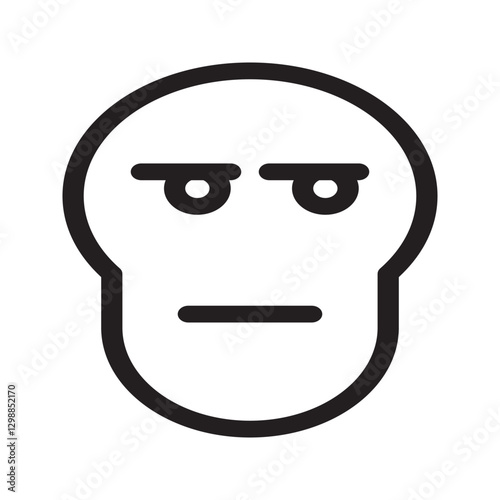Line icon of an annoyed skull with furrowed brows.