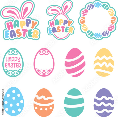 Cute colorful easter decorations collection