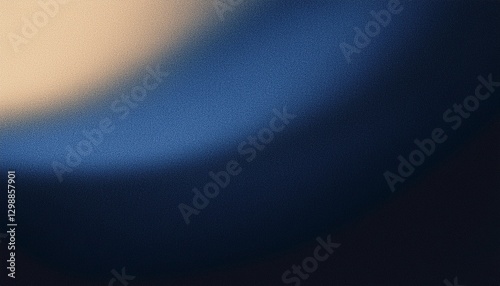 Dark blue beige grainy gradient background glowing light dark backdrop, noise texture effect banner header poster design