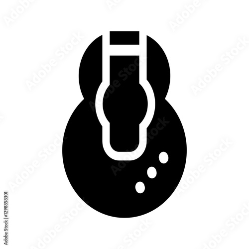 Electric guitar solid icon with a sharp-edged body and a long neck.