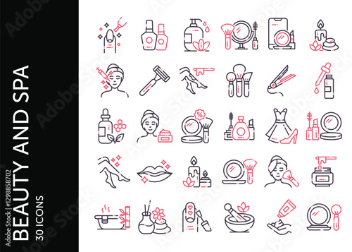 Beauty and Spa icon pack. Set icon design