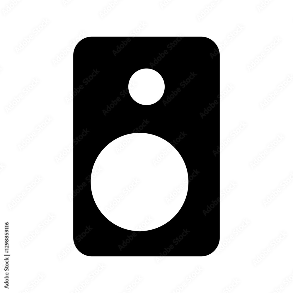 Compact solid speaker icon with two circular drivers stacked vertically. Compact solid speaker icon with two circular drivers stacked vertically.
