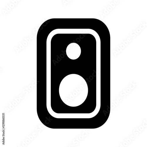 Bold solid audio speaker icon depicting high-quality sound, music playback, and home entertainment.