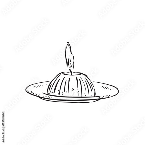 An Indian religious candle drawn by hand in black and white. Vector.