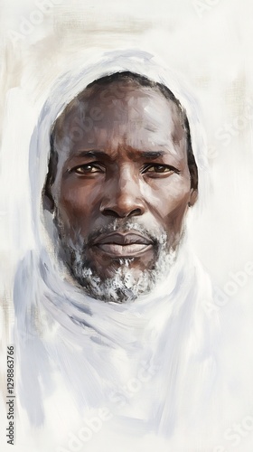 Sudanese man peaceful expression neutral backgrounds