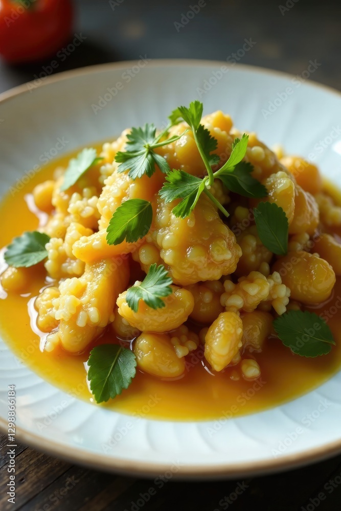 Coliflor rebozada con mahonesa y hongos en un plato de cristal, platos mediterraneos, florales, Coliflor rebozada con mahonesa y hongos en un plato de cristal, platos mediterraneos, florales,
