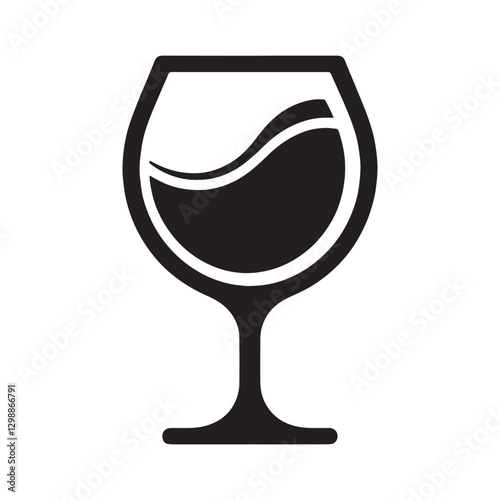 Wine glass with wine flat vector icon illustration for apps and websites. Drink glass symbol isolated on white background.