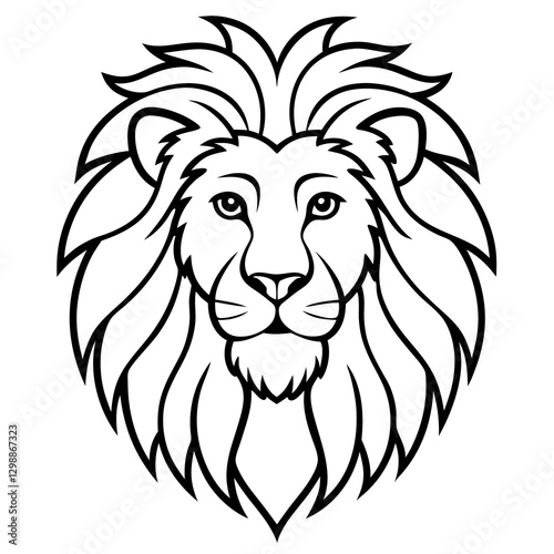 black and white lion head clipart vector illustration in white background
